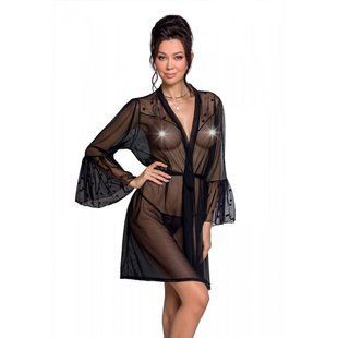 Воздушный пеньюар Passion LOVELIA PEIGNOIR L/XL, black SO4771 фото