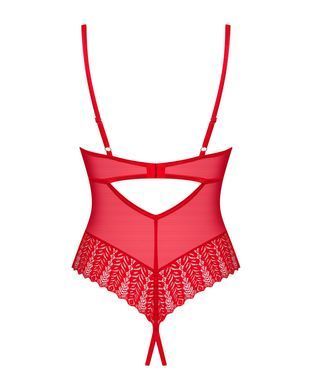 Боди с доступом Obsessive Ingridia crotchless teddy M/L, красное, открытая грудь SO9026 фото