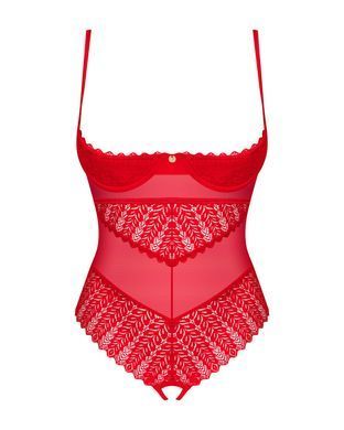 Боди с доступом Obsessive Ingridia crotchless teddy XL/2XL, красное, открытая грудь SO9027 фото