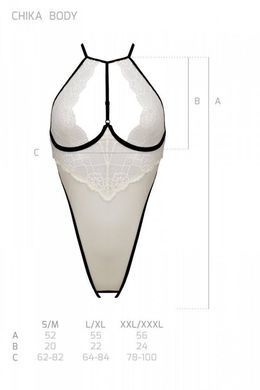 Боді з доступом Passion CHIKA BODY XXL/XXXL, cream SO9697 фото