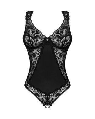 Кружевное боди Obsessive Donna Dream crotchless teddy XL/2XL Black, открытый доступ SO8635 фото