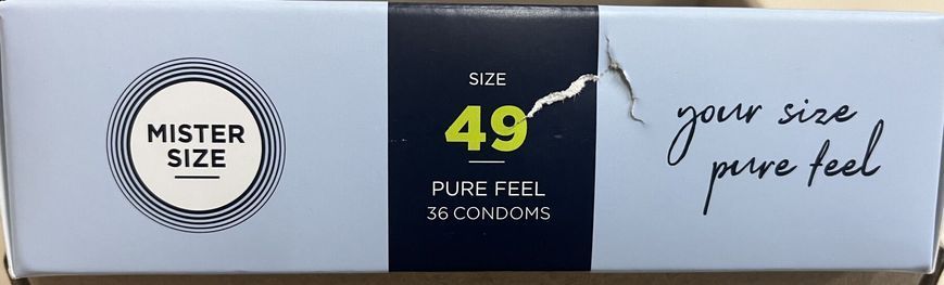 Презервативы Mister Size - pure feel - 49 (36 condoms), толщина 0,05 мм (повреждена упаковка!!!) SO8050-R фото