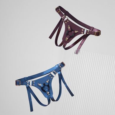 Трусики для страпона Strap-On-Me Leatherette Harness Generous - One Size - Aubergine SX0674 фото