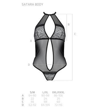Сетчатое боди с кружевом на груди Passion SATARA BODY XXL/XXXL black SO8471 фото