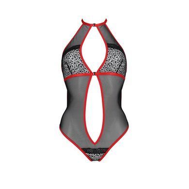 Сетчатое боди с кружевом на груди Passion SATARA BODY L/XL red SO8472 фото