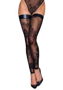 (SALE) Чулки Noir Handmade F243 Tulle stockings with patterned flock embroidery - M SX0156 фото
