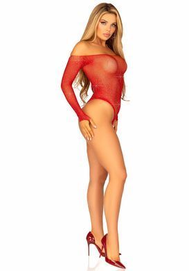 Сітчасте боді зі стразами Leg Avenue Crystalized fishnet bodysuit Red One Size SO9138 фото