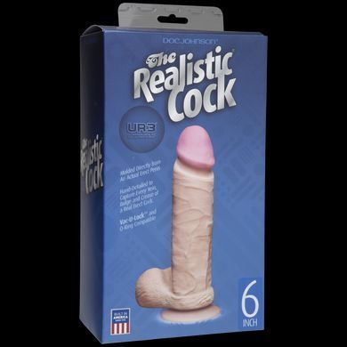 Фаллоимитатор Doc Johnson The Realistic Cock 6 inch White - ULTRASKYN, Vack-U-Lock (мятая упаковка!) SO1550-R фото