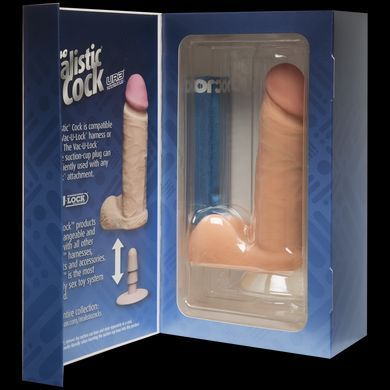 Фаллоимитатор Doc Johnson The Realistic Cock 6 inch White - ULTRASKYN, Vack-U-Lock (мятая упаковка!) SO1550-R фото
