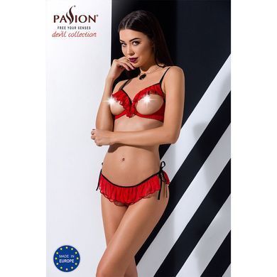 Комплект белья Passion Exclusive CHERRY SET OpenBra L/XL, red, открытый лиф, трусики-юбочка PS25507 фото
