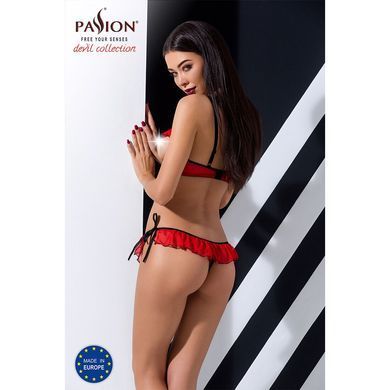 Комплект белья Passion Exclusive CHERRY SET OpenBra L/XL, red, открытый лиф, трусики-юбочка PS25507 фото