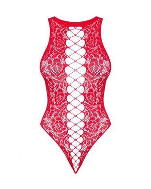 Ажурный бодистокинг с эффектом шнуровки Obsessive B120 teddy red S/M/L, красный (мятая упаковка!!!) SO7208-R фото
