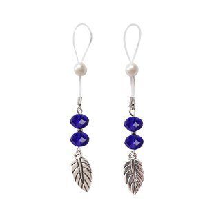 Прикраси з намистинами та листочком для сосків Art of Sex &ndash; Nipple Jewelry Leaf, сині SO5395 фото