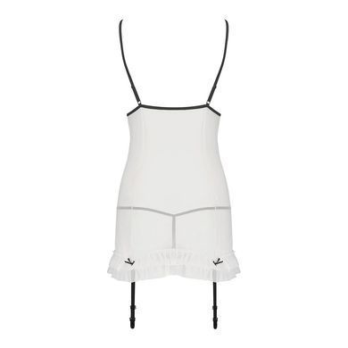 Сорочка прозора з пажами Passion ORIHIME CHEMISE L/XL, white, трусики, стрепи EL16404 фото