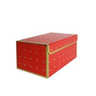 Подарункова коробка червона з золотим геометричним малюнком, S &mdash; 20,2&times;14&times;10,5 см SO8913 фото
