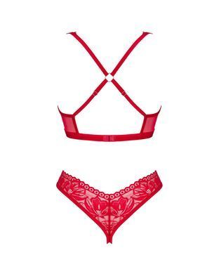 Комплект білизни Obsessive Lacelove cupless 2-pcs set M/L Red, відкритий доступ, відкриті груди SO8653 фото