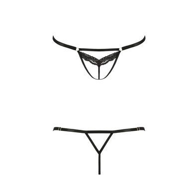 Откровенные трусики-стрепы с кружевом Passion Exclusive SOLON THONG XXL/XXXL, black SO8487 фото