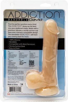 Фаллоимитатор с памятью формы, на присоске ADDICTION &mdash; DAVID 8&Prime; Silicone Dong, вибропуля в подарок SO5578 фото