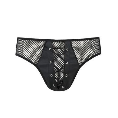 Мужские трусы со шнуровкой Passion 035 SLIP RICHARD XXL/XXXL Black, экокожа, сетка SO7578 фото