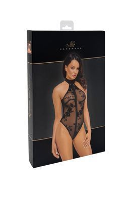 Боді Noir Handmade F314 Ego flocked mesh halter bodysuit - 3XL SX0326 фото