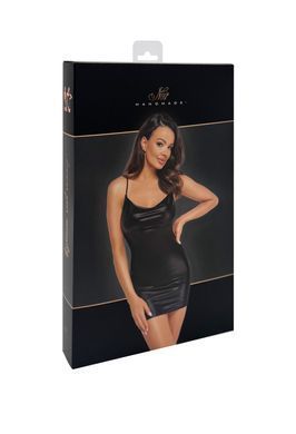 Платье Noir Handmade F307 Mirage wetlook mini dress with jewelry rhinestone chain - M SX0280 фото
