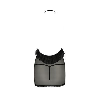 Сорочка прозора приталена Passion ERZA CHEMISE S/M, black, трусики PS26005 фото