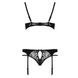 Комплект белья Passion PAULINE SET XXL/XXXL, black, стрэпы, лиф, стринги и пояс для чулок EL15806 фото 6