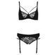 Комплект белья Passion PAULINE SET XXL/XXXL, black, стрэпы, лиф, стринги и пояс для чулок EL15806 фото 5
